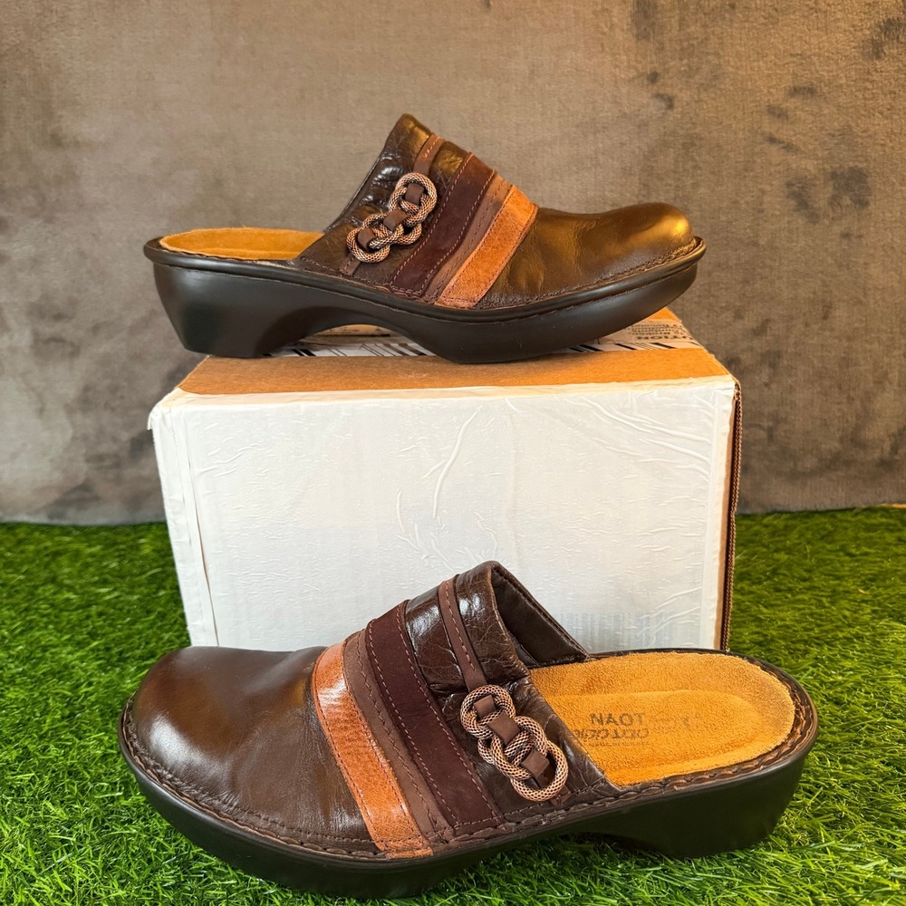 Naot Belize Leather Clogs Mules‎ Brown Comfort Slip On Women US 10-10.5 Eu 41